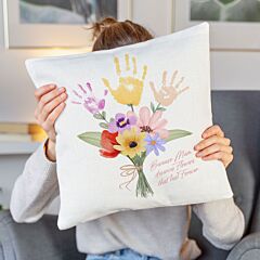 Personalisierbarer Kissenbezug Blumenstrauß mit Handabdruck - 2 Handabdrücke - Design