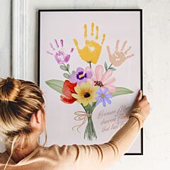 Personalisierbares Poster Blumenstrauß mit Handabdruck - 1 Handabdruck - Design