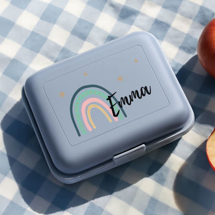 Personalisierbare Brotdose mit Regenbogen Personalisierbare Brotdose mit Regenbogen