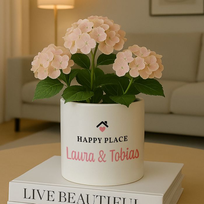 Personalisierbarer Blumentopf mit Text und Symbol Personalisierbarer Blumentopf mit Text und Symbol