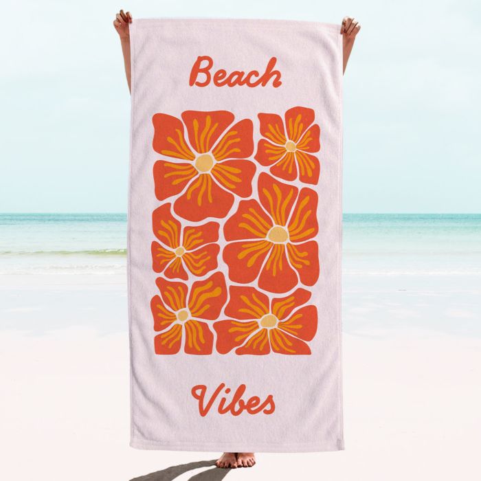 Personalisierbares Retro-Handtuch mit Blumen und Text
