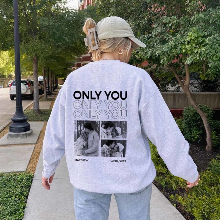 Personalisierbarer Pullover mit Schwarz Weiß Fotos und Text Personalisierbarer Pullover mit Schwarz Weiß Fotos und Text