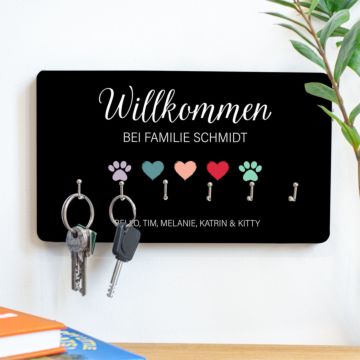 Personalisierbares Schlüsselbrett mit Symbolen und Namen