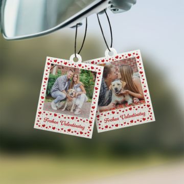 Personalisierbarer Duftbaum 2er Set im Polaroid-Look mit Herzen