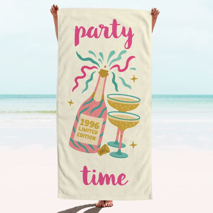 Personalisierbares Handtuch mit Champagner und Text