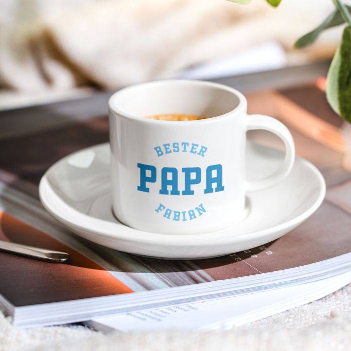 Personalisierbare Espresso Tasse mit drei Zeilen