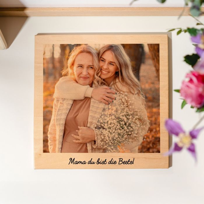 Personalisierbares Holzbild im Polaroid-Look