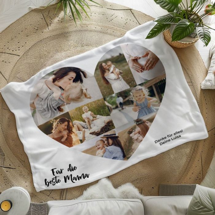 Fotodecke mit Herz und Text