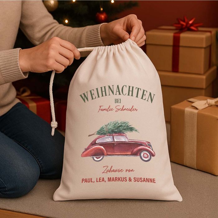 Personalisierbarer Weihnachtssack mit Illustration